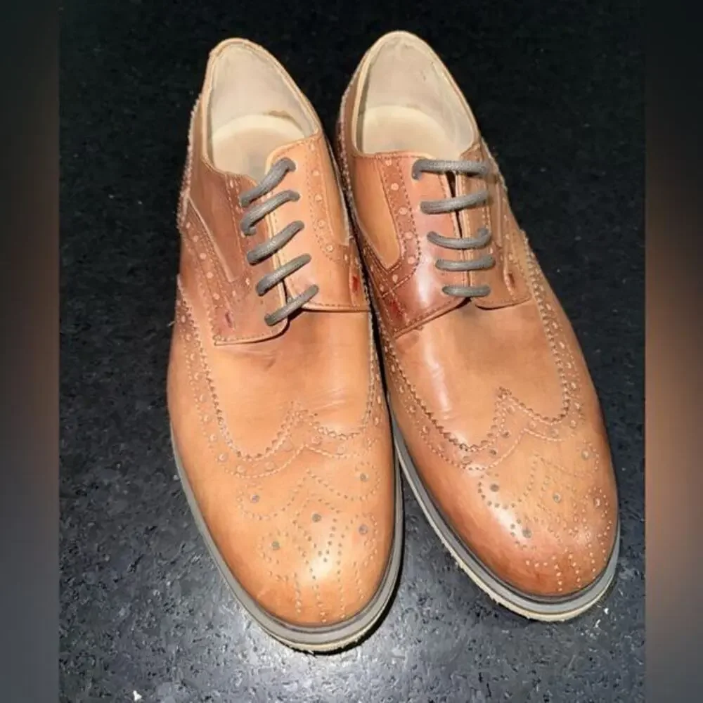 UEC Café Noir Tan Brogue Shoes GENUINE LEATHER ITALIAN MADE SZ 43